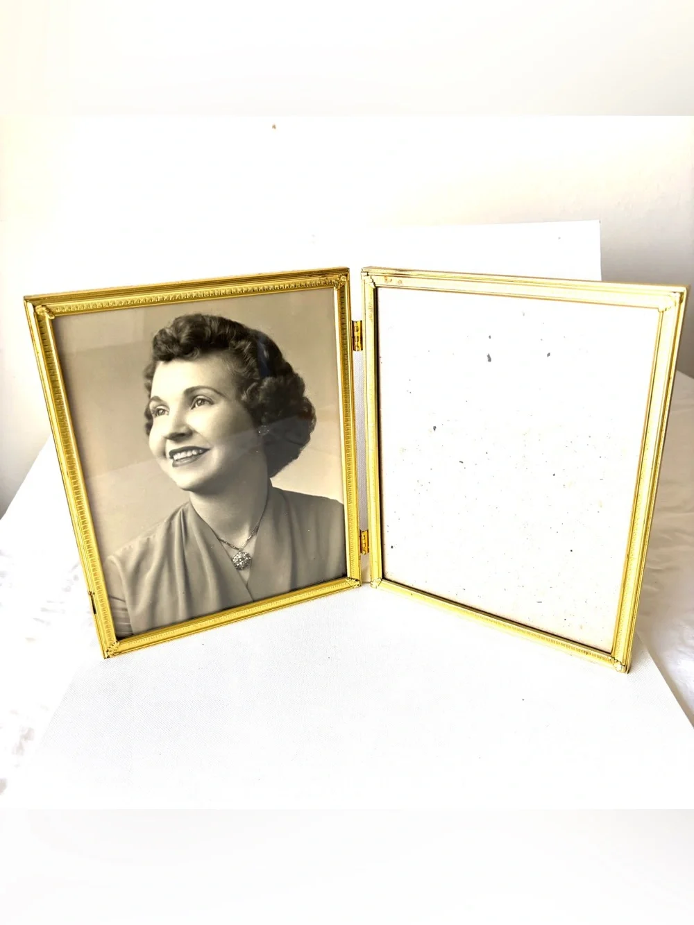 8x10 Large Gold Tone Double Hinge Picture Frame Ornate Vintage 2 Photo Frames